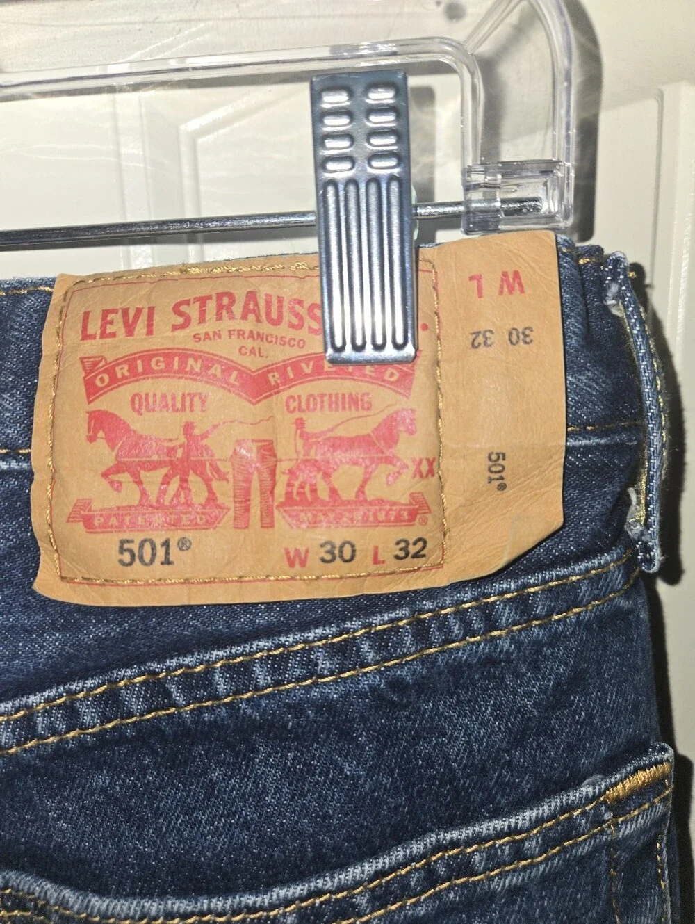 2 Pairs Of Levis 501's men’s button fly dark wash straight leg jeans 30x32